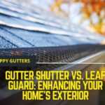 Comparison image showing Gutter Shutter and Leaf Guard systems installed on different houses.